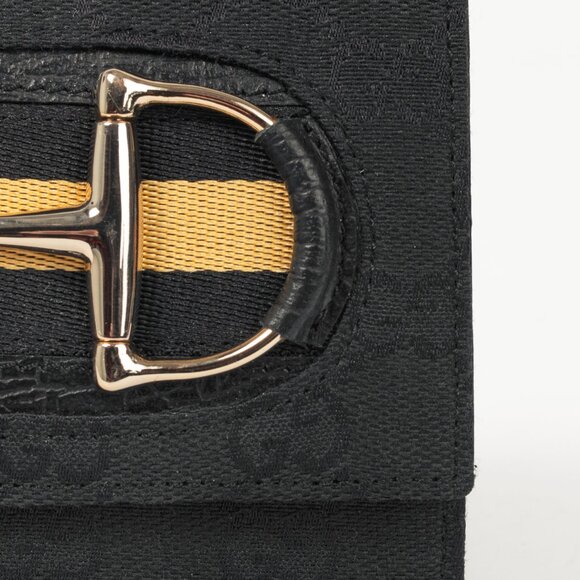 Gucci Black GG Canvas Horsebit Web Trifold Wallet - Picture 5 of 11